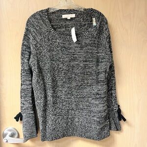 Loft Gray Women's Sweater with Bow Accents